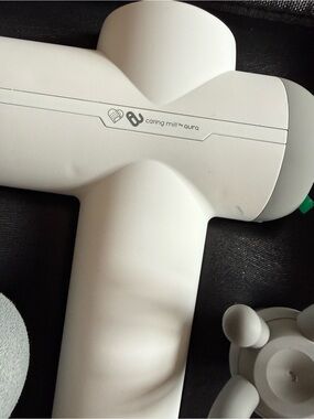 Aura White Percussion Massage Gun with Multiple Attachment Heads